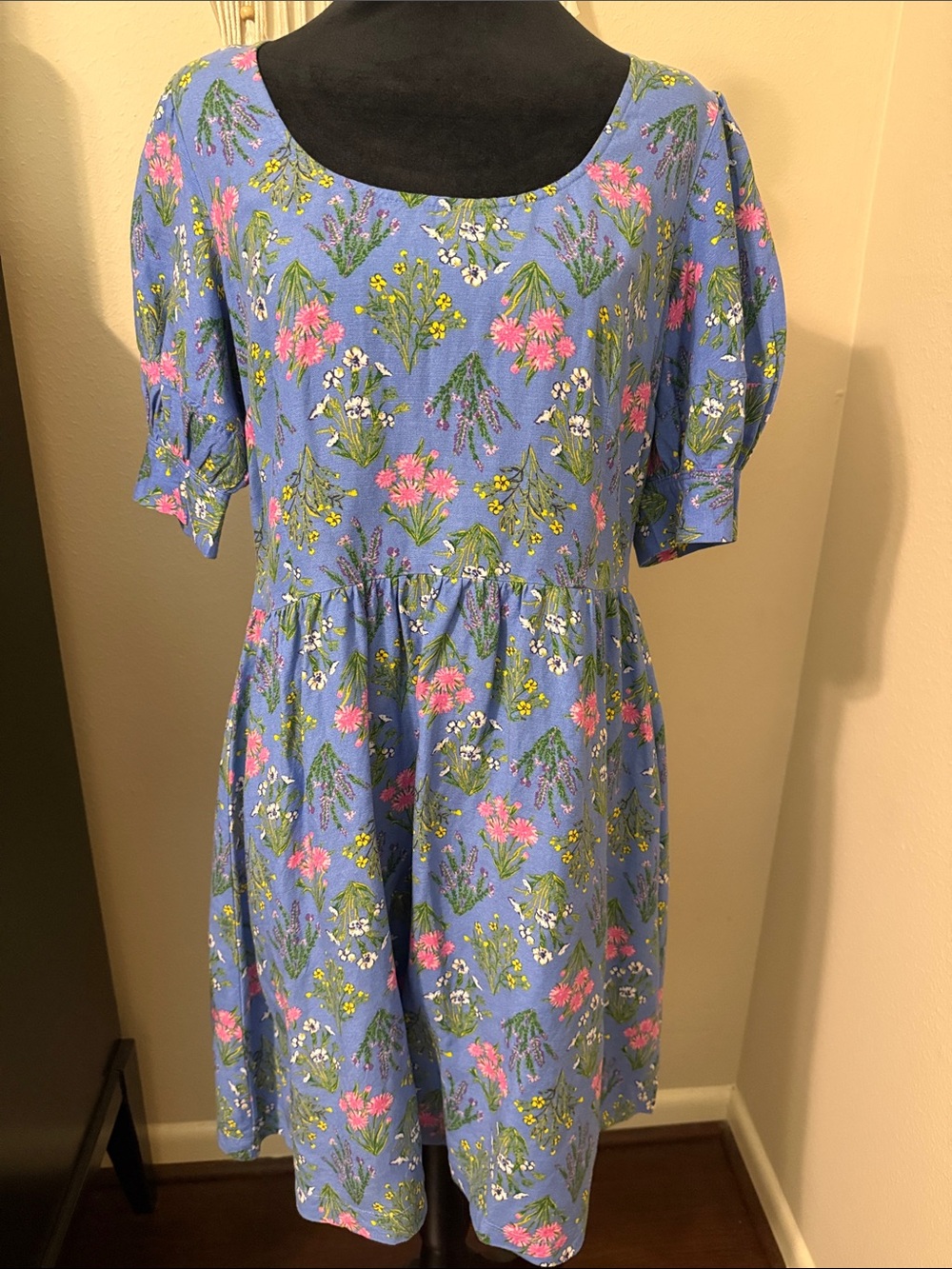 LOFT Blue Floral Short-Sleeve Casual Dress